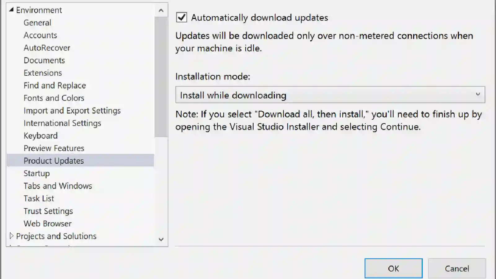 Visual Studio Güncelleme
